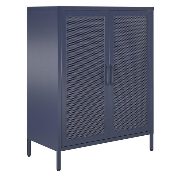 Channing 2 Door Accent Cabinet-Mesh Metal Locker, Navy