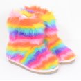 thumbnail image 1 of Bright Rainbow Faux Fur Boots Colorful Fuzzy Warm Short Winter Boots Women's, 1 of 4