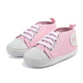 thumbnail image 2 of Zanarzt Toddler Tennis Shoes Unisex Baby Boy Girl Canvas Sneaker Soft Sole Infant Lace up Newborn Toddler First Walkers Crib Shoes Pink,US 3.5, 2 of 9