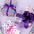 thumbnail image 3 of Birthday Wrapping Paper Iridescent Gift Wrap Mini Roll, 3 Rolls Happy Birthday Heart Stripes Printed for Girls Kids - 17 inch x 120 inch(10feet) Per Roll, 3 of 4
