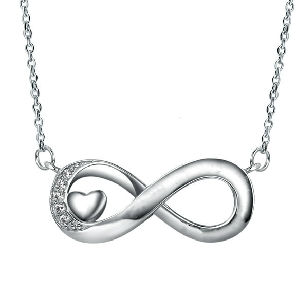 Infinity Heart Pendant Necklace Sterling Silver Cz Womens Ginger Lyne Collection
