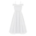 thumbnail image 4 of inhzoy Girls Junior Cold Shoulder V Neck Wedding Bridesmaid Dress Formal Party Evening Gowns White 14, 4 of 5