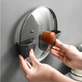 thumbnail image 4 of 2 unids/set soporte de tapa de olla sin perforaciones soporte colgante montado en la pared estante de cubierta de sartén JShteea Libre de BPA, 4 of 8