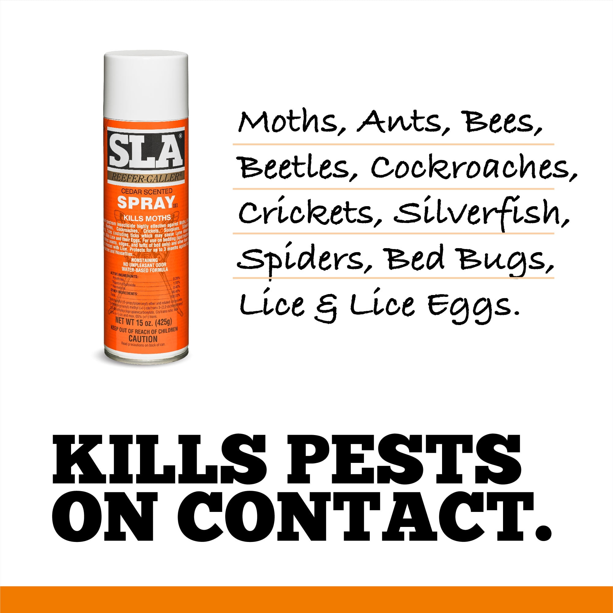 Reefer Galler SLA Cedar Scented Moth Repellent Spray - Kills Moths Bed Bugs  and Pests on Contact, 15 oz