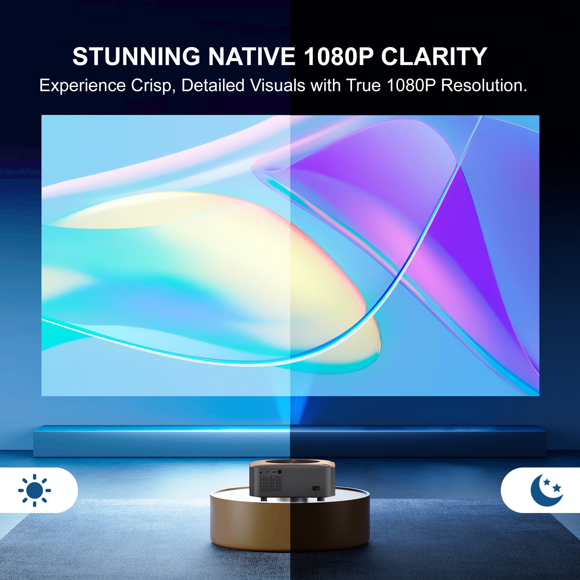 Smart Projector, 4K Projector Android TV 12.0 32GB Built-in Netflix, Youtube, Outdoor Projector with 5G WiFi Bluetooth, Electric Focus/Keystone, ZOOM, Max 300”, HDMI/USB/TV Stick/Laptop/PS5 Supported