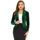 thumbnail image 1 of INSPIRE CHIC Blazer con solapa con muescas para mujer, manga larga, para oficina, negocios, con botones, de terciopelo Verde oscuro XS, 1 of 5