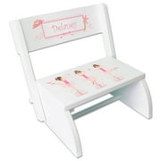 Personalized Brunette Ballerina White Flip Stool