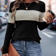 thumbnail image 6 of Annhoo Womens Sweaters Casual Long Sleeve Crewneck Pullover Shirts Fall Winter Fashion Color Block Blouses, 6 of 7