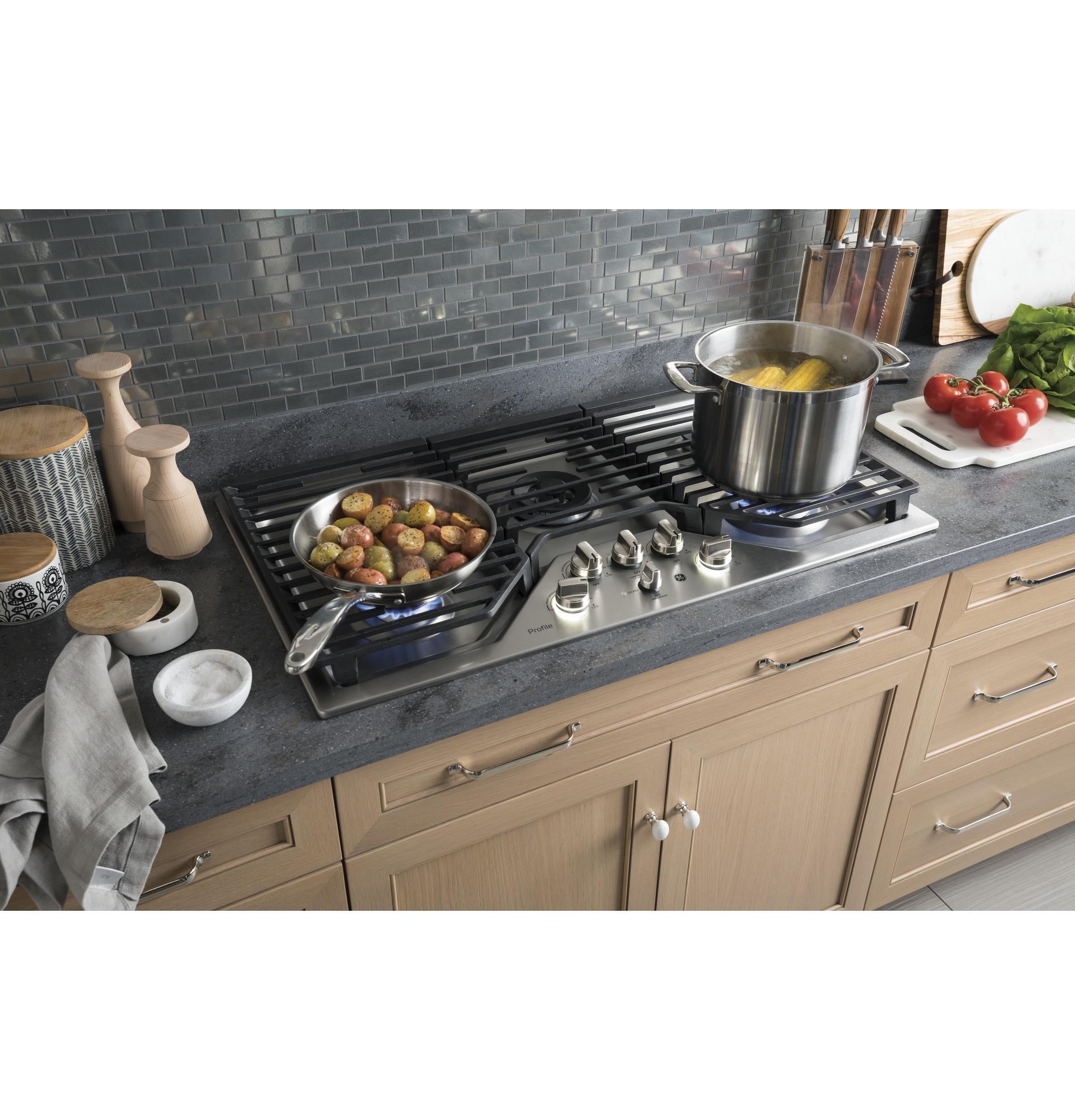 Ge Profile Pgp9036sl Profile 36" Wide 5 Burner Gas Cooktop - Stainless Steel