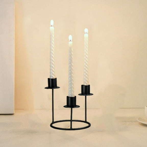 Luxcidy 3 Candles Metal Candelabra, Candelabra Balck Candlestick Holders, Metal Pillar Candle Holder for Wedding Event Candelabra Candle Stand (Black)