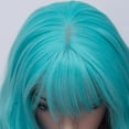 thumbnail image 4 of RightOn 27" Blue Wig Long Curly Wig with Bangs Sky Blue Wig for Women Synthetic Hair Cosplay Costume Wig with Hairnet, 4 of 6