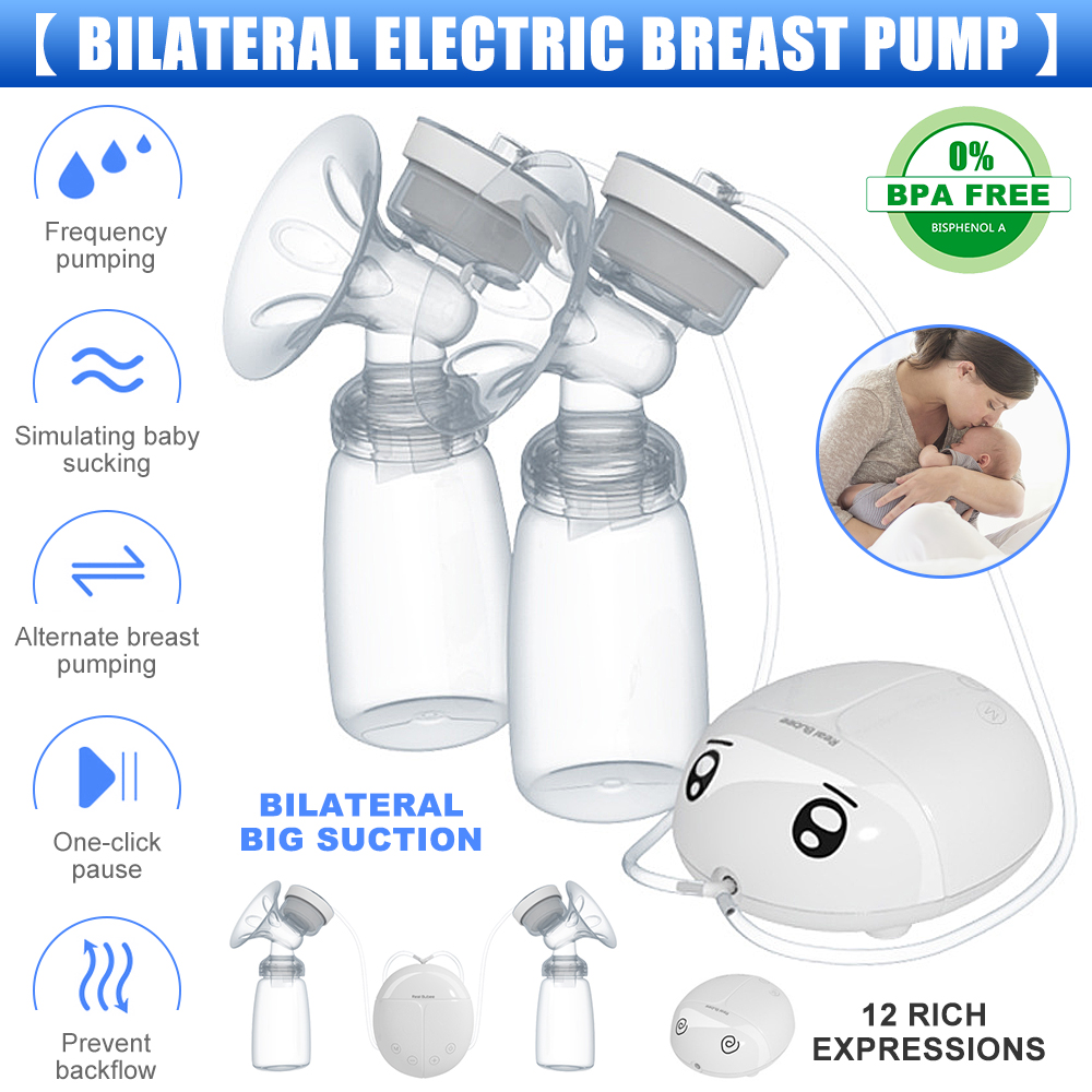 SHELLTON Double Electric Breast Pump, Portable Breast Pump with Adjustable Suction & Pumping Levels for Mom's Comfort Portable Dual Suction Nursing Breastfeeding Pump