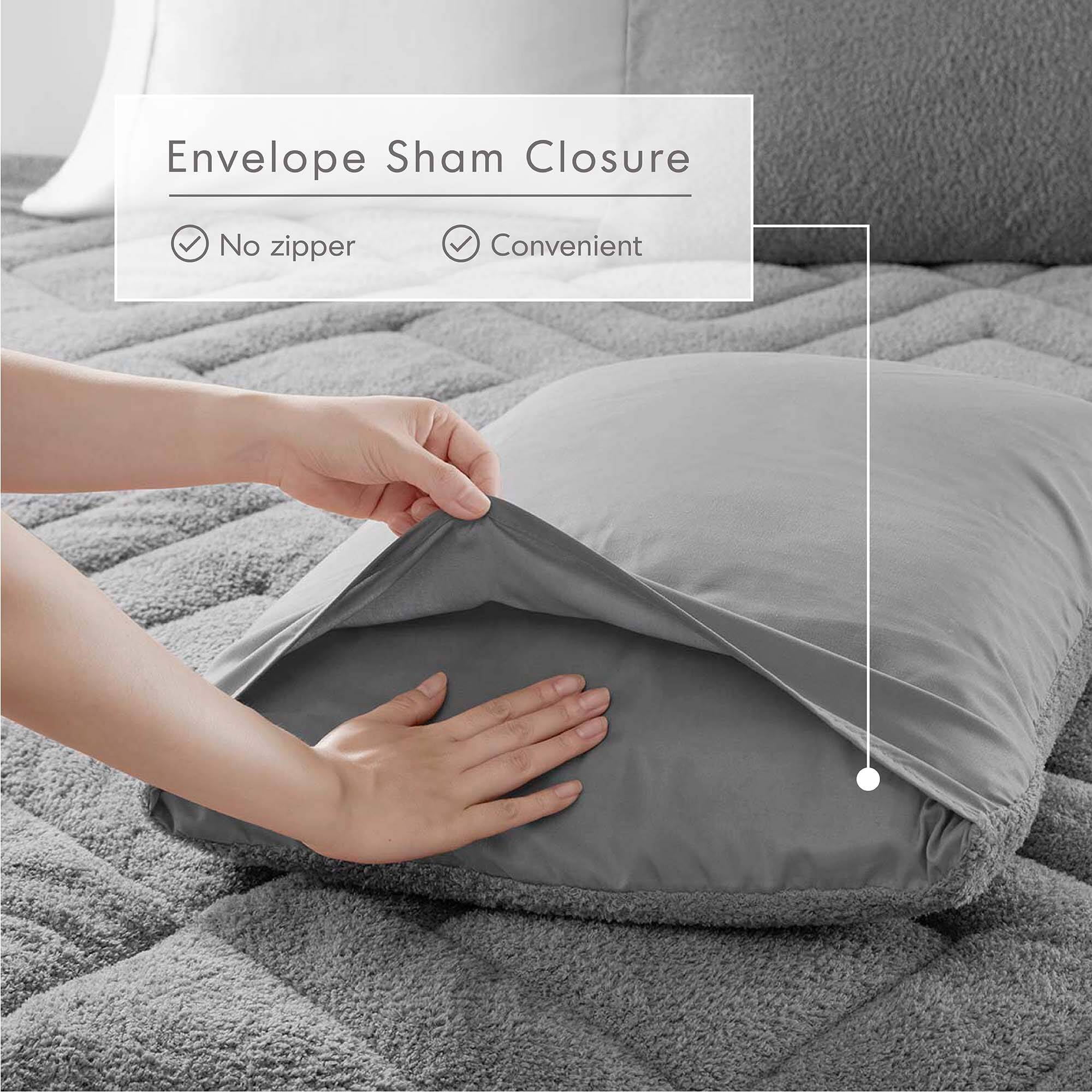 Regency Heights Twin/Twin XL Quilted Plush Comforter Set, 2-Piece Reversible Feather-Soft Dorm Bedding Sets, Textured Sherpa Comforter Bed Set for All Season, Gray