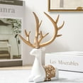 thumbnail image 3 of Inteprter Decoración de renos para el hogar, con estatuas de ciervos únicas, añade encanto a la decoración de la habitación de renos del Kits de decoración para fiestas Dorado champagne, 3 of 6
