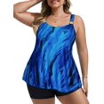 thumbnail image 1 of TRAHOO-Womens Plus Size Tankini Swimsuits 2 Piece Bathing Suit Flowy Ruffle Tankini Tops with Swim Shorts, 1 of 4