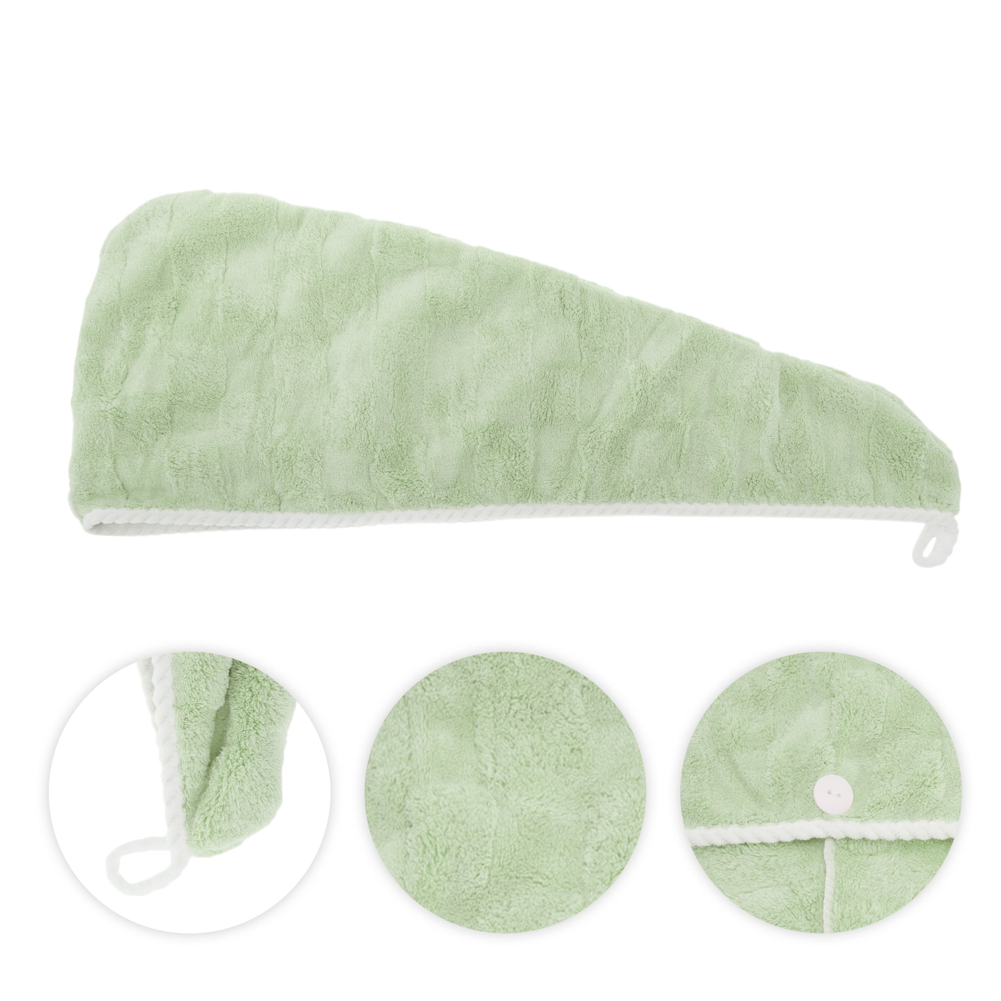 Unique Bargains 1pc Water-absorbent Quick Drying Hair Towel Wrap 26.38"x 10.24" Green