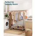 thumbnail image 6 of Sakugi Heavy Duty Clothes Rack - Extendable Stainless Steel Clothing Rack for Hanging Clothes with Mesh Shelf, 49.8–74.8" x 62.6" x 16.5", Silver, 6 of 9