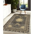 thumbnail image 4 of Sun and Moon Decorative Rug, Bohemian Occult Design of Crescent Solar Ornament Esoteric Stars, Quality Carpet for Bedroom Dorm and Living Room, 6 Sizes, Charcoal Grey Sand Brown, by Ambesonne, 4 of 4