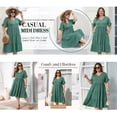 thumbnail image 3 of Agnes Orinda Women's Plus Size Babydoll Dresses V Neck Ruffle Sleeve Summer Swing Tiered Dress with Pockets 2X Green, 3 of 7