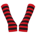 thumbnail image 7 of YUEHUA 1 Pairs Long Fingerless Gloves for Women Knit Thigh High Striped Arm Warmer Thumb Hole Stretchy Gloves, 7 of 7