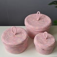 thumbnail image 4 of Storage Basket Hand-woven Convenient Small Size  Snacks Debris Desktop Basket with Lid for Snacks, 4 of 10