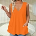 thumbnail image 5 of GIPQJK Tank Top for Women Plus Size V Neck Sleeveless Shirt Loose Fit Floral Print 2025 Summer Tees Blouses with Pockets,Orange 4XL, 5 of 5