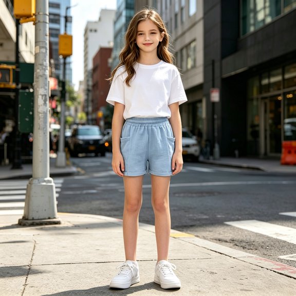 Girls Athletic Shorts Toddler Running Active Casual Cotton Linen Shorts Light Blue Summer Gym Workout Performance Breathable Clothes 8-9 Years