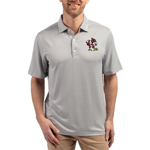 Men's Cutter & Buck Gray Louisville Cardinals Forge Eco Double Stripe Stretch Recycled Polo