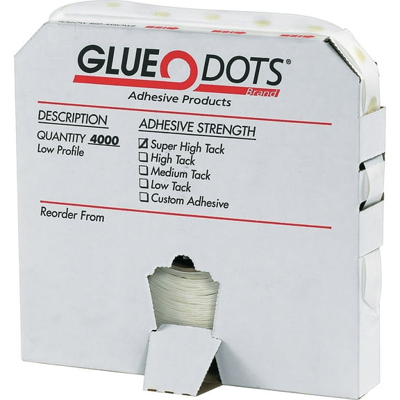 Glue Dots Medium Tack Low Profile 1/2" Clear 4000/Case GD102