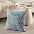thumbnail image 3 of Fancy Homi Set of 2 Grey Blue Boho Decorative Throw Pillow Covers 16x16 inch for Living Room Bedroom Couch Bed Sofa, Modern Farmhouse Home Decor, Soft Striped Plaid Corduroy Accent Cushion Case, 3 of 6
