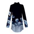 thumbnail image 5 of UoCefik Women's Plus Size Tops Long Sleeve Tee Turtleneck Shirts Winter Mock Neck Tunic Tops Floral Print Loose Fit Blouses Sweatshirts Cute Fall Clothes Dark Blue XXL, 5 of 5