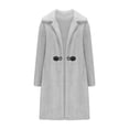 thumbnail image 3 of DYTTDG Women's Long Plush Coat Winter Warm Long Sleeve Button Jacket Casual Loose Cardigan Fashion Coat on Clearance, 3 of 9