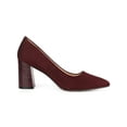 thumbnail image 5 of BLISSFUL STEP Women's Shoes Pointy Toe Slip-on Faux Suede Block Heel Pumps  Burgundy 10.5, 5 of 8