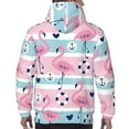 thumbnail image 7 of Sikiie Pink Striped Flamingo Men's Hoodie, Essentials Hoodie, Sweatshirt, Pullover Hooded Sweatshirt for Men-Large, 7 of 7