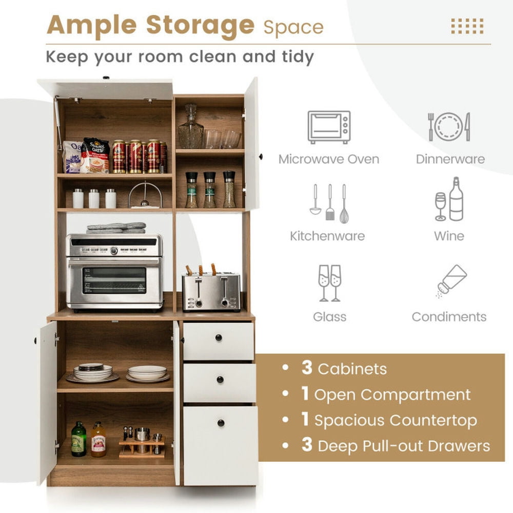 Finihen Kitchen Storage Cabinet, Buffet Sideboard, 71 Inch Kitchen Pantry with 3 Storage Cabinet and 3 Deep Drawers, for Dining Room, Kitchen, Living Room, Beige Finihen Kitchen Storage Cabinet, Buffet Sideboard, 71 Inch Kitchen Pantry with 3 Storage Cabinet and 3 Deep Drawers, for Dining Room, Kitchen, Living Room, Beige