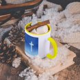 thumbnail image 5 of 3dRose, Christian Cross Symbol on blue backround with rays, 15oz Two-Tone Yellow Mug, 5 of 7
