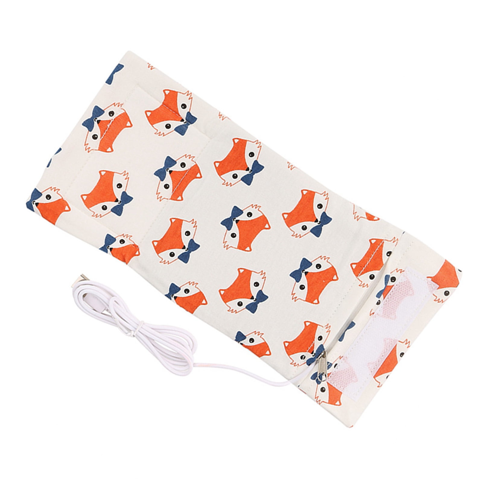 BIMZUC USB Portable Travel Infant Baby Feeding Bottle Warmer Heater Thermostat Heated Cover, On-The-Go Formula Heating, Fox Animal Pattern Design, Compatible with Various Bottles (15 cm / 5.91 in)