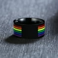 thumbnail image 4 of Rainbow Stainless Steel Mens Ring Sizes 7 8 9 10 11 12 Band Jewelry Durable everyday wear with modern look now, 4 of 7