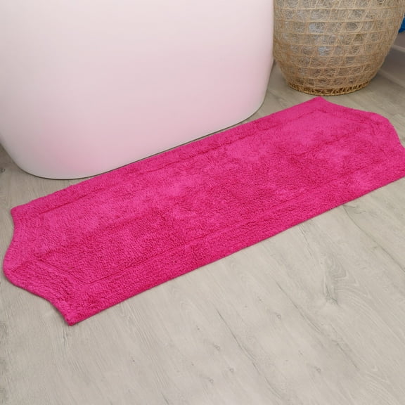 HOME WEAVERS Waterford Collection Bathroom Rug 100% Cotton Tufted Bath Rug, Soft and Absorbent Bath Rugs, Non-Slip Plush Bath Rug, Machine Wash, bath Rug for Bathroom, 22"x60" Runner, Hot Pink