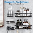 thumbnail image 4 of ALLJOY Corner Adhesive Shower Caddy, Rustproof Stainless Steel Bathroom Organizer, No Drilling Wall Mounted Rack, Black, 5-Pack, 4 of 6