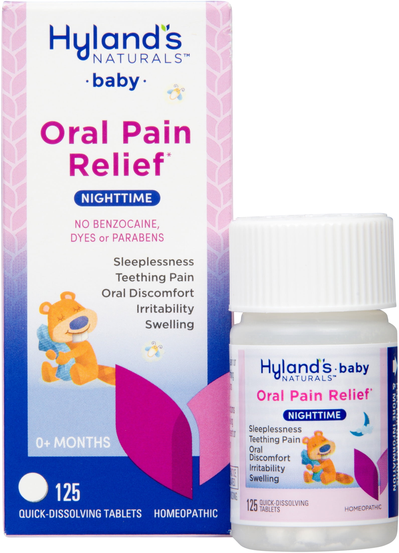 Hyland's Baby Oral Pain Relief Nighttime with Chamomile, 125 Quick-Dissolve Tablets