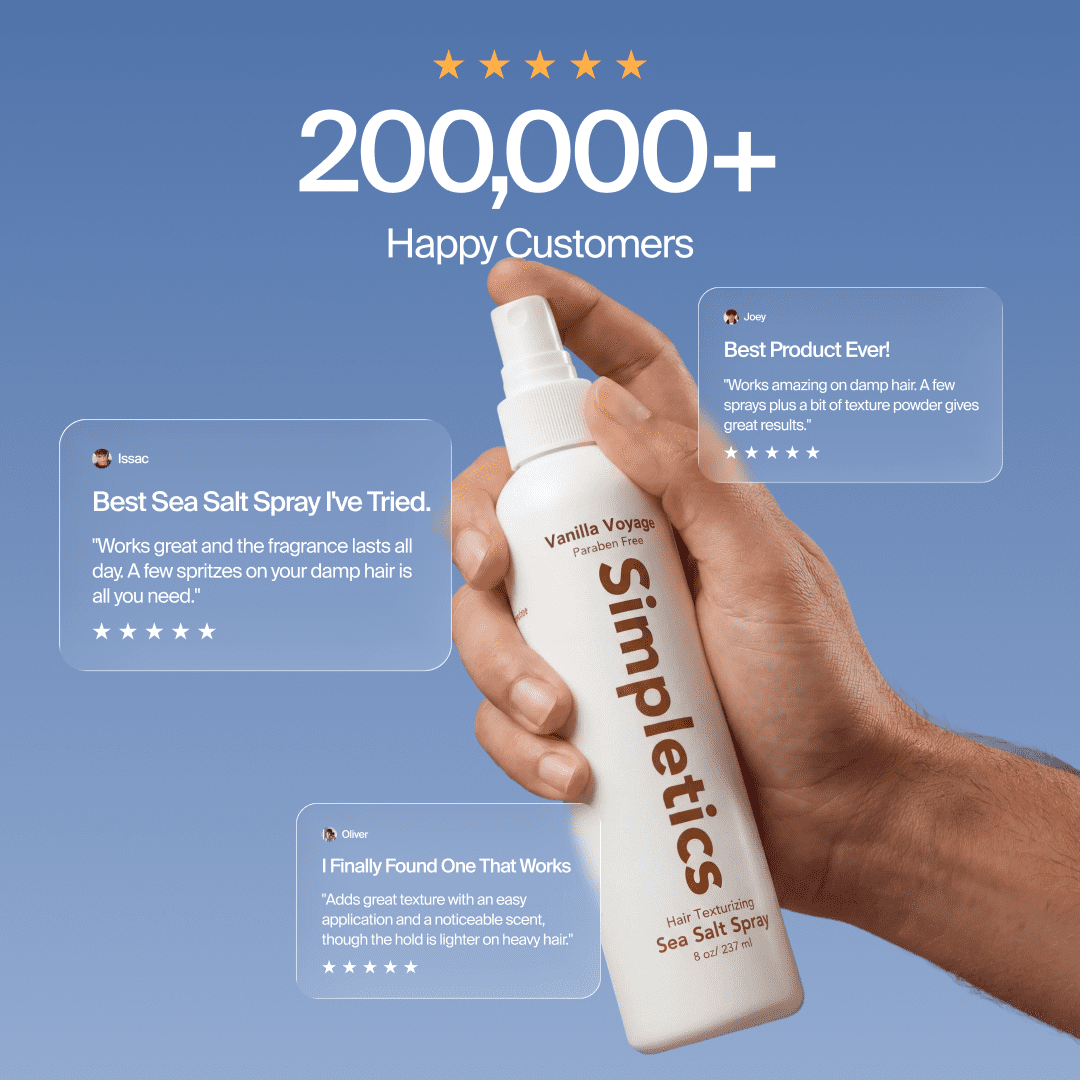 Simpletics Himalayan Sea Salt Spray for Hair - All Natural, 5 Ingredient Texturizing and Volumizing Salt Spray - Vanilla Scented - Beach Look Spray To Add Volume & Texture - Unisex - 240ml…
