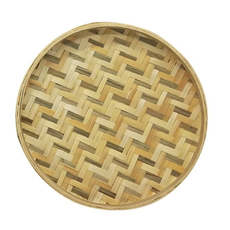 

Mfigree Handwoven Round Wicker Sieve Basket - Natural Rattan Shallow Tray for Vegetables Fruits & Tea Storage - Breathable Farmhouse-Style Kitchen Organizer with Reinforced Rim