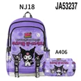 thumbnail image 1 of 2PC-SET Printed Kuromi School Bag Backpack Pencil Case Sports Backpack Lightening Zipper Shoulders Outdoor Bag, 1 of 6