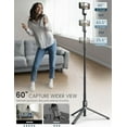 thumbnail image 3 of LAICAIW 60" Phone Tripod Selfie Stick with Remote,Portable Selfie Stick Tripod for Cell Phone,Travel Phone Tripod Stand Compatible with 4''-7'' iPhone 15/14/13 Pro Max Android Samsung Huawei (Black), 3 of 7