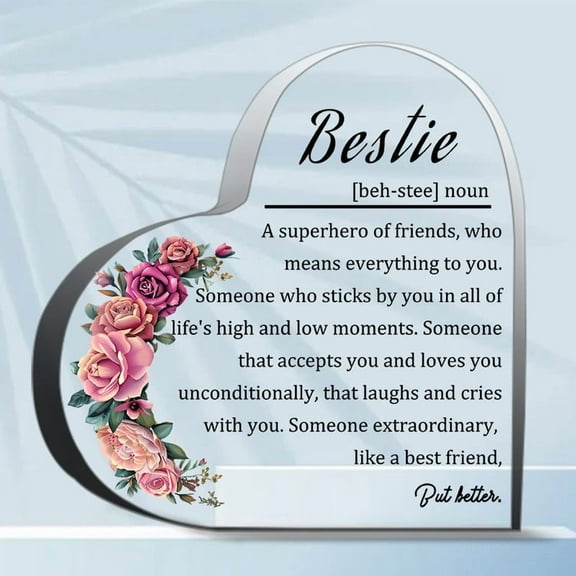 Bestie Gifts For Women Friend Birthday Christmas Friendship Gifts For Soul Sister Best Friend Best E Gifts For Women Men,Acrylic Heart Keepsake