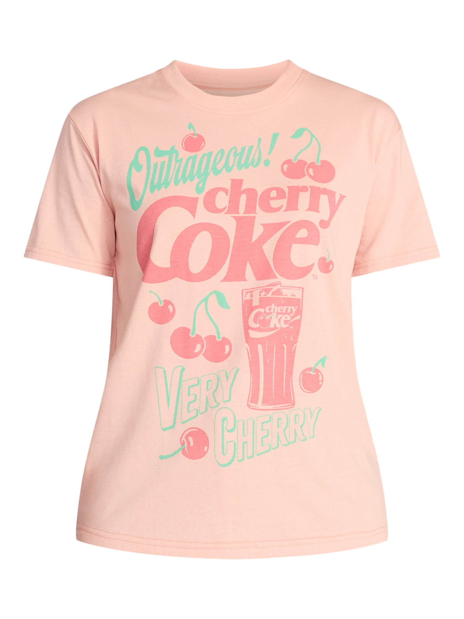 Cherry Coke Women's Graphic Tee with Short Sleeves, Sizes XXS-XXL