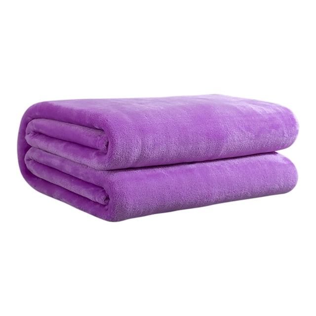 Summer Blanket 70x100cm Solid Color Flannel Blanket Summer Conditioning Blanket Office Nap Blanket -Layer Double-Sided Flannel Blanket All Season Thin Blanket Blanket Purple
