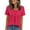 Hot Pink-Shirts, variant on Womens Round Neck Short Sleeve Shirts Round Neck Pleated Slim Fit Tops Spring Summer Dressy Casual Blouse
