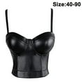 thumbnail image 1 of Bustier de cuero para mujer, corsé, sujetador superior, chaleco negro envolvente, chaleco elástico, combinable, 1 of 8